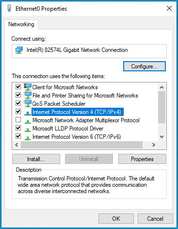 Fare clic su Protocollo Internet versione 4 (TCP/IPv4).