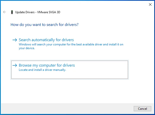 Cerca i driver nel tuo PC.