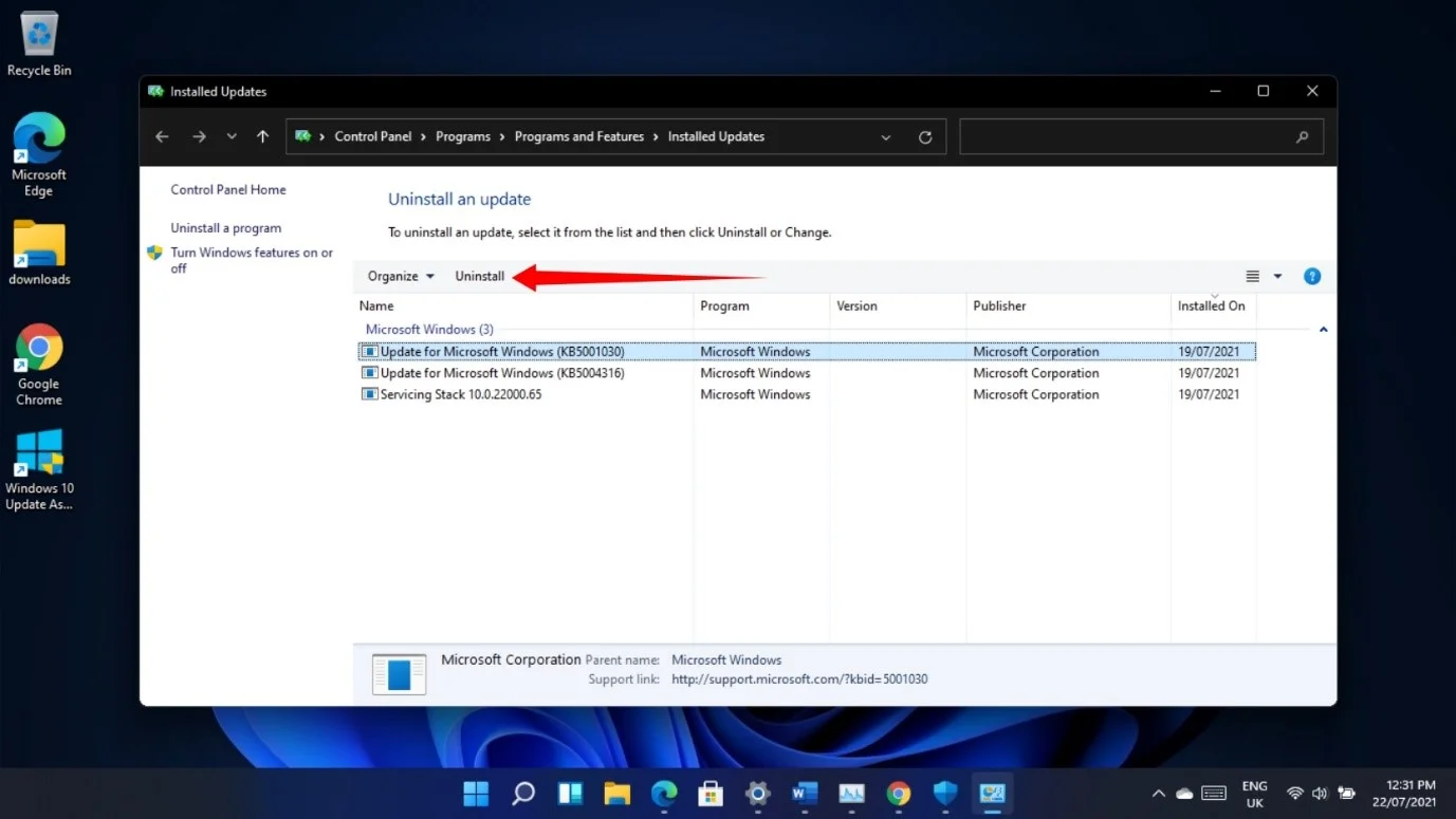 จะถอนการติดตั้งการอัปเดตและแพตช์บางอย่างใน Windows 11 ได้อย่างไร