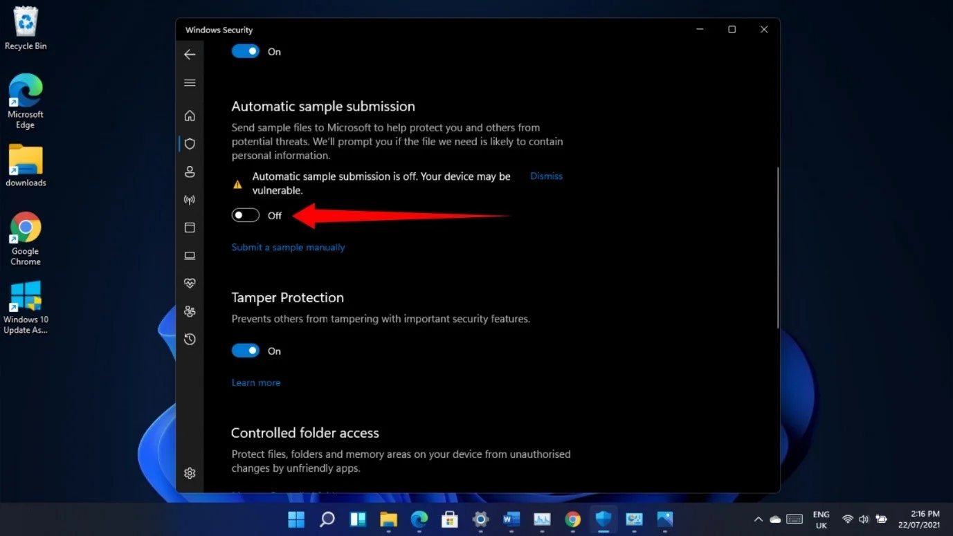 จะหยุดการส่งตัวอย่างอัตโนมัติใน Windows 11 ได้อย่างไร