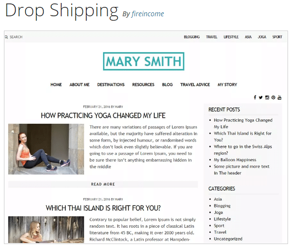 Drop Shipping thème premium gratuit pour blog wordpress