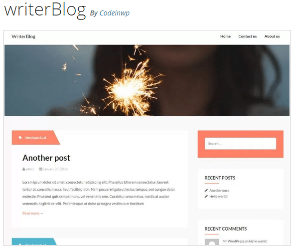 writerBlog thèmes wordpress premium gratuits pour les blogs