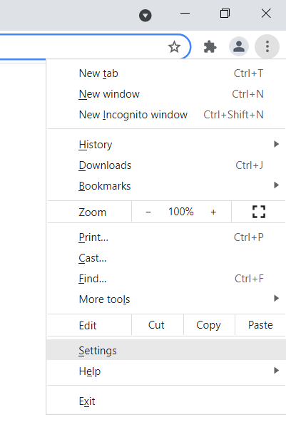 Abra el menú de Chrome y vaya a Configuración.