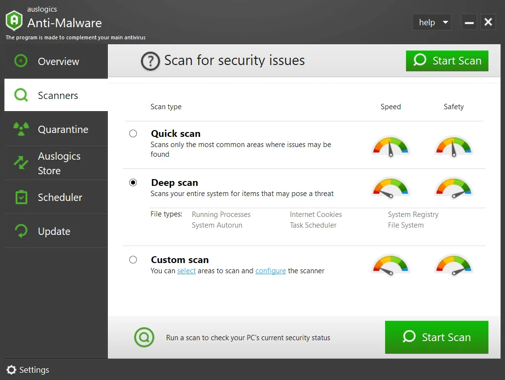 Ejecute un análisis profundo con Auslogics Anti-Malware.