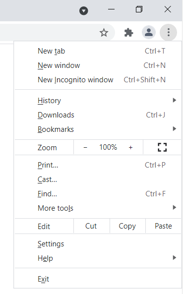 Abre el menú de tu navegador Chrome.
