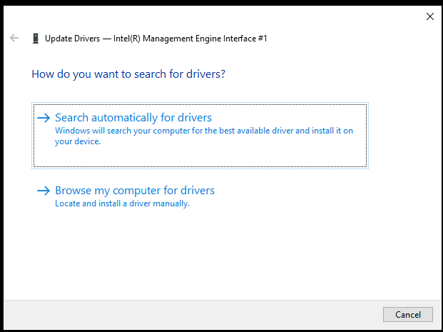 ابحث عن برامج تشغيل Intel Management تلقائيًا