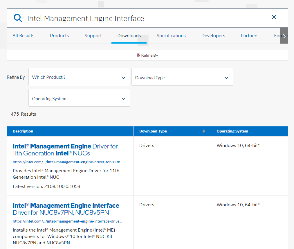قم بتنزيل برامج تشغيل Intel Management Engine