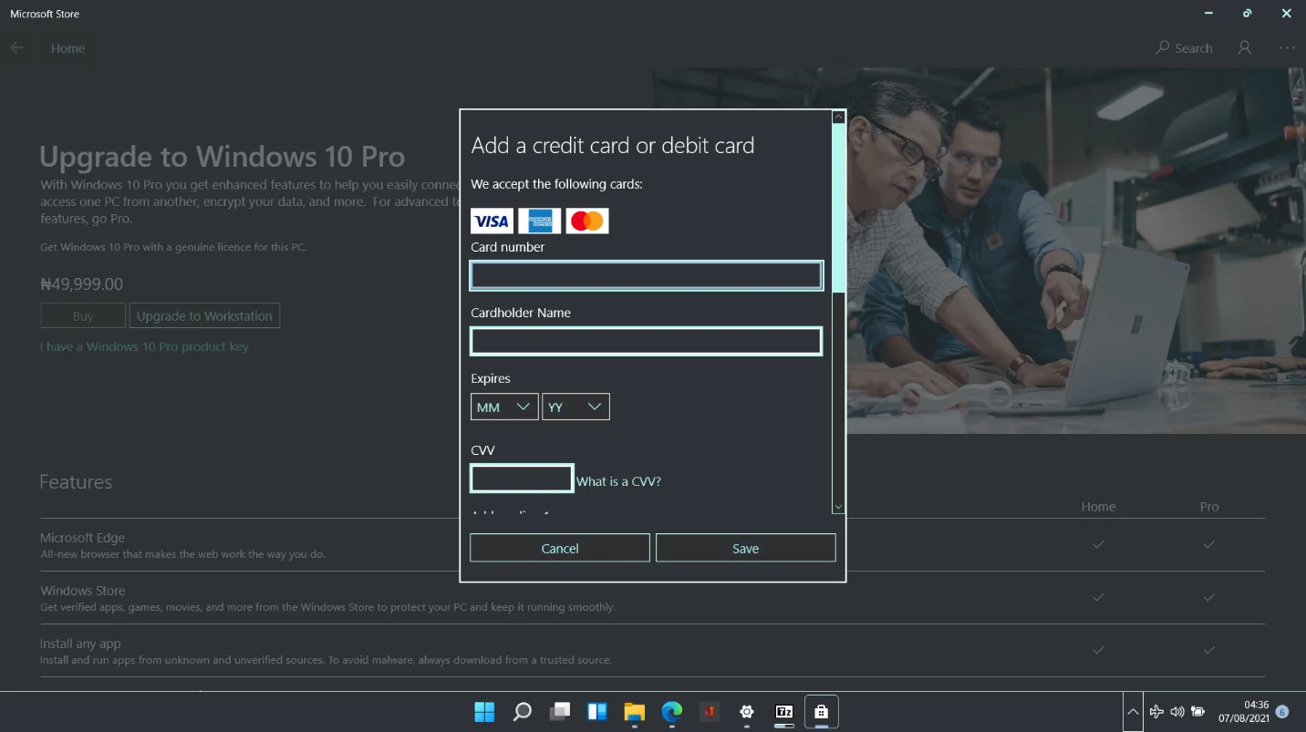 Обновите до Windows 10 Pro