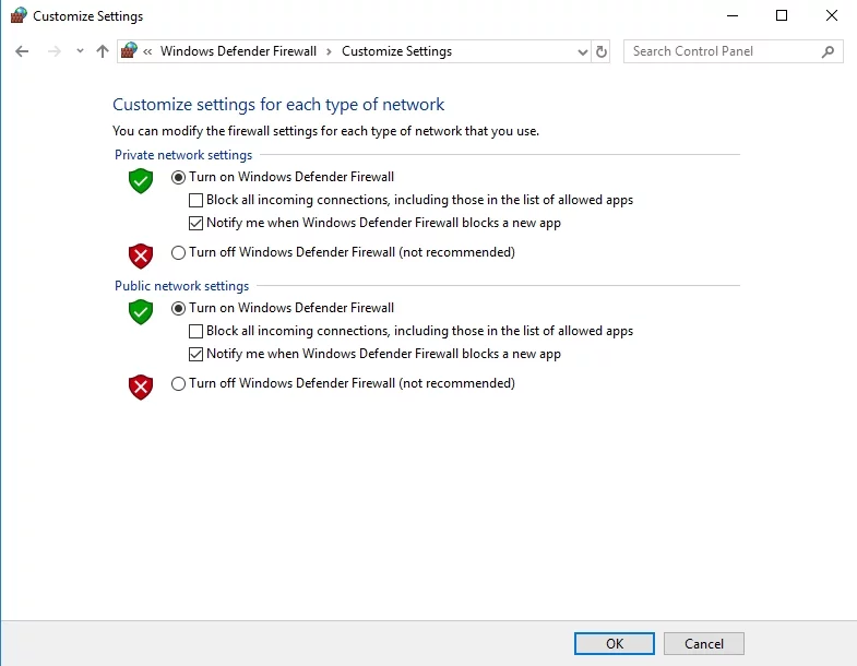 プライバシーを保護するために実行でWindowsファイアウォールを有効にする