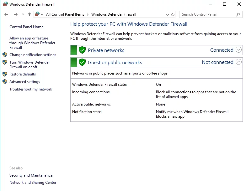 Configura Windows Firewall per risolvere il problema RPC
