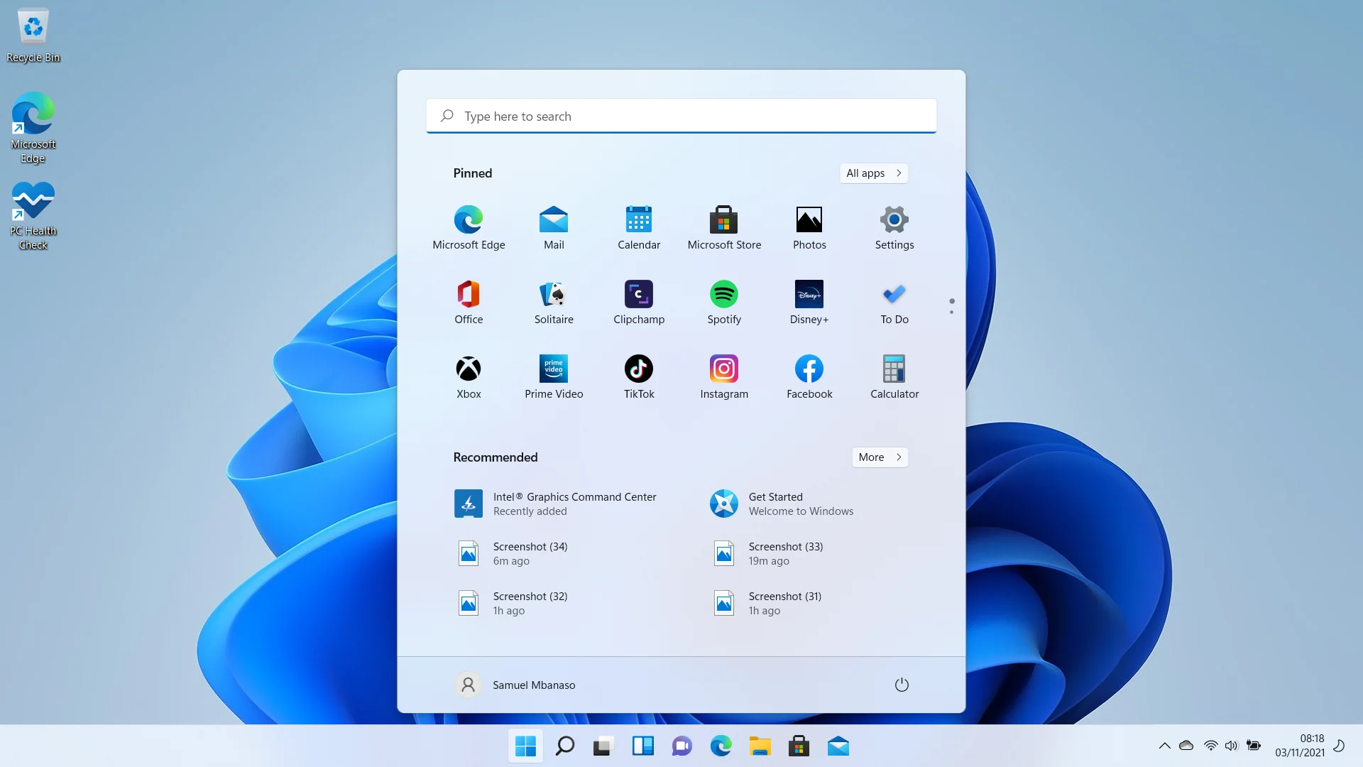 تم تثبيت Windows 11