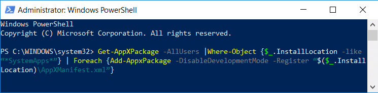Reînregistrați Windows Apps Store