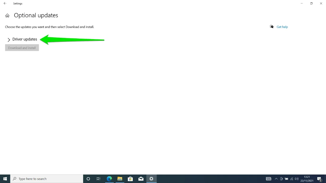 Una vez que vea la página Actualizaciones opcionales, expanda la sección Actualizaciones de controladores y busque su controlador.