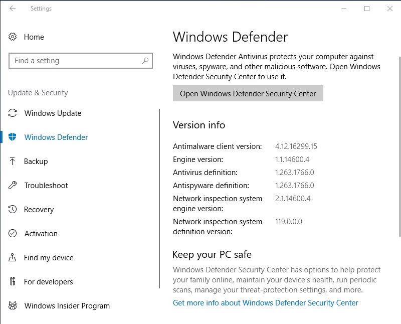 Utilizați Windows Defender încorporat pentru a vă scana computerul pentru malware