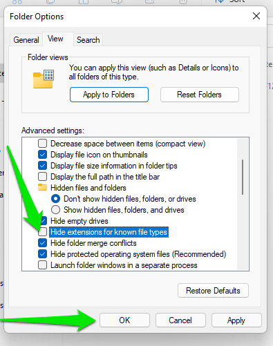 Metodi per mostrare le estensioni di file su Windows