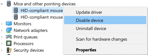 Faceți clic dreapta pe Touchpad, apoi selectați Dezactivați dispozitiv