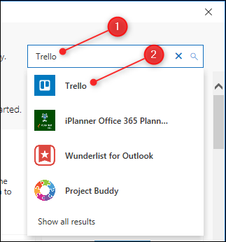 Trello sonucunun vurgulandığı Arama kutusu