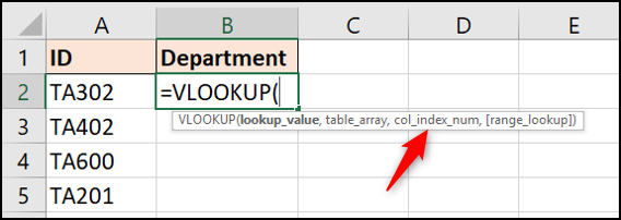 L'argument de numéro d'index de colonne de VLOOKUP