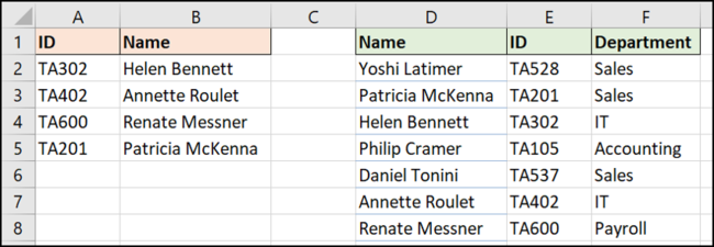Fonction XLOOKUP renvoyant une valeur à sa gauche