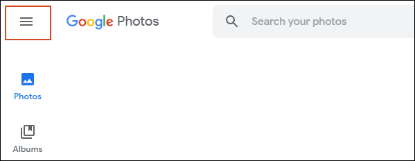 Fai clic sul menu Hamburger in Google Foto