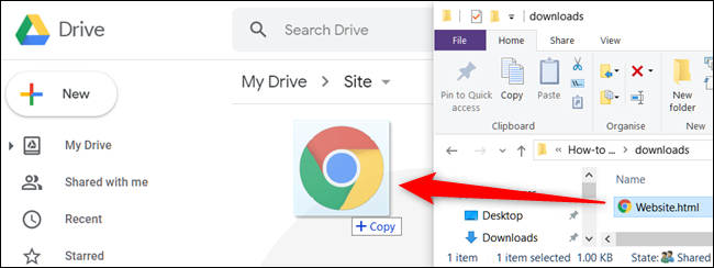 Ziehen Sie Ihre Datei von Ihrem Computer in Ihr Google Drive, um sie hochzuladen.