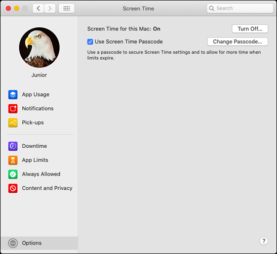 Das Menü „Bildschirmzeit“ auf einem Mac.