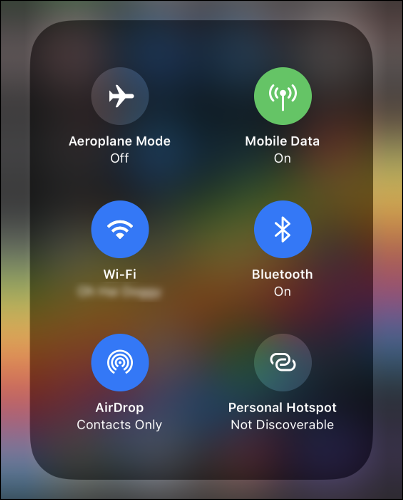 Das Menü „Wireless Controls“ im Control Center.
