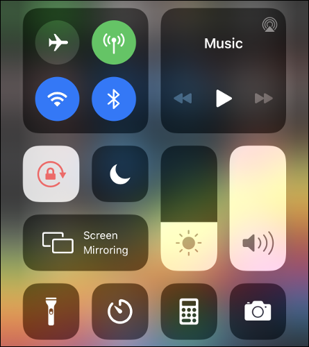 Kontrollzentrum auf iOS.