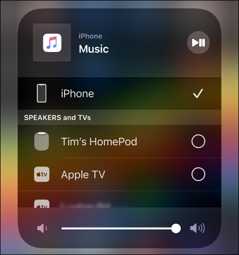AirPlay-Geräte im Kontrollzentrum.