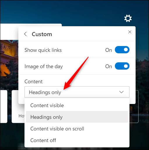 Açılır menüden tüm Microsoft Haber akışının görüntülenip görüntülenmeyeceğini seçebilirsiniz.