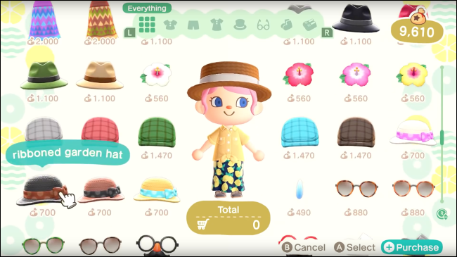 alegerea unei ținute de avatar în Animal Crossing: New Horizons