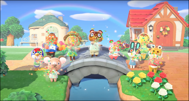 scenă pe un pod în jocul Animal Crossing: New Horizons