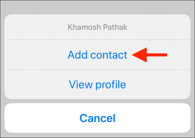 Pilih "Tambahkan Kontak."