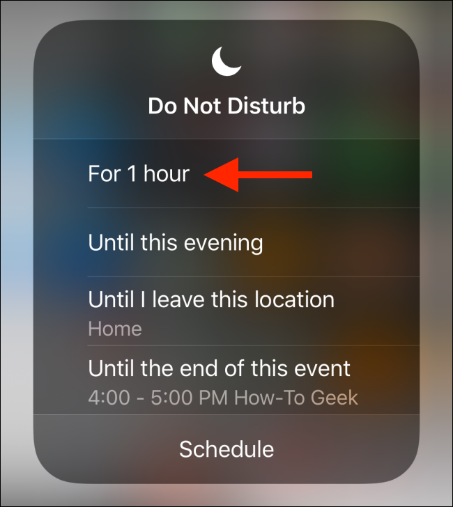 Scegli l'orario di Non disturbare dal popup