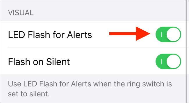 Toccare per abilitare il flash LED per gli avvisi