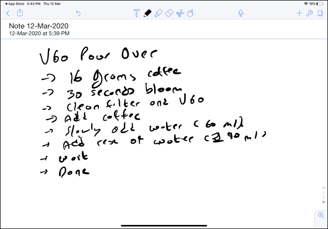 Catatan tulisan tangan di Notability