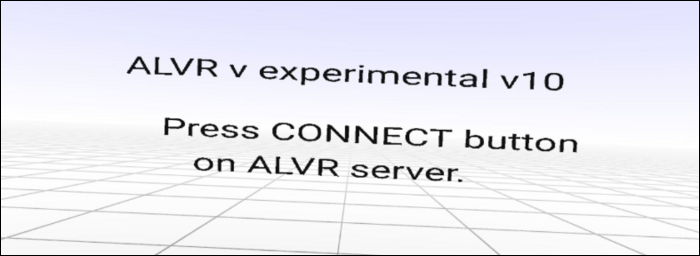 Il prompt "Premere il pulsante di connessione sul server ALVR".