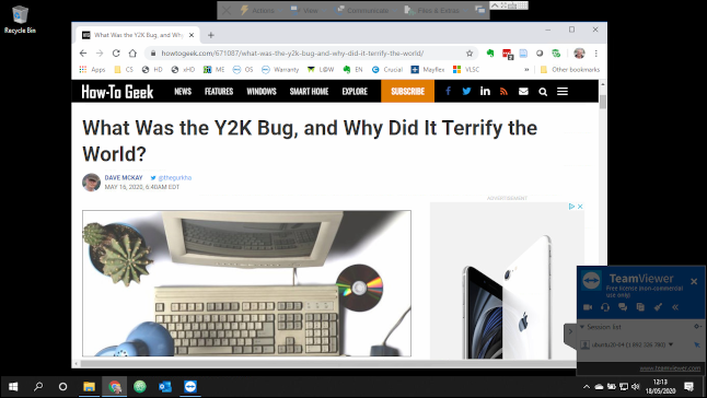 Komputer z systemem Windows w TeamViewer uruchomiony na hoście Ubuntu.