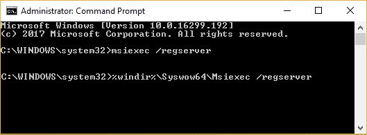 Zarejestruj ponownie msiexec lub instalator Windows