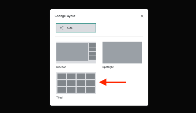 Mudar para a visualização em mosaico no Google Meet