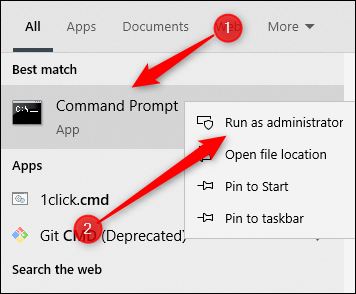 Eingabeaufforderungs-App in der Windows-Suche