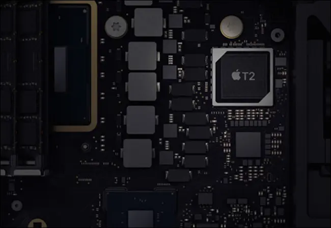 Ein T2-Sicherheitschip in einem 2019er Mac mini.