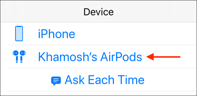 Listeden AirPod'ları seçin