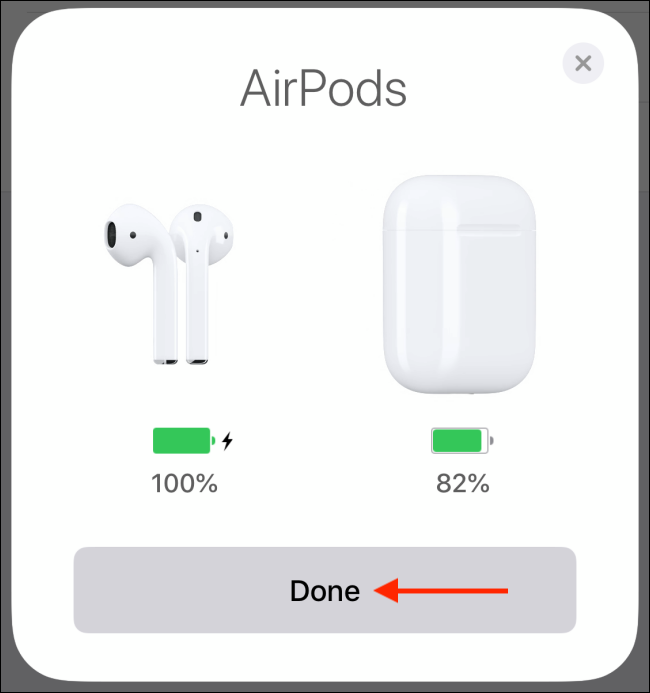انقر فوق تم بعد إقران AirPods