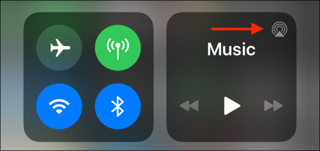 اضغط على زر AirPlay من مركز التحكم