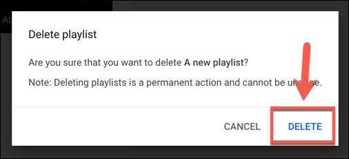 [削除]を押して、YouTubeプレイリストの削除を確認します