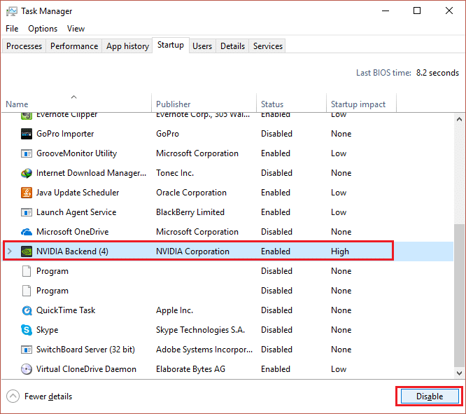 désactiver tous les services de démarrage qui ont un impact élevé | Utilisation élevée du processeur et du disque Windows 10