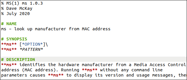 Parte superior de uma página de manual no formato markdown.