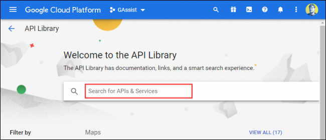 検索バーに「Googleアシスタント」と入力します。