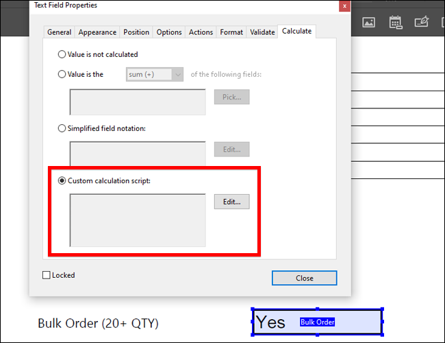Calcul personalizat Adobe Acrobat